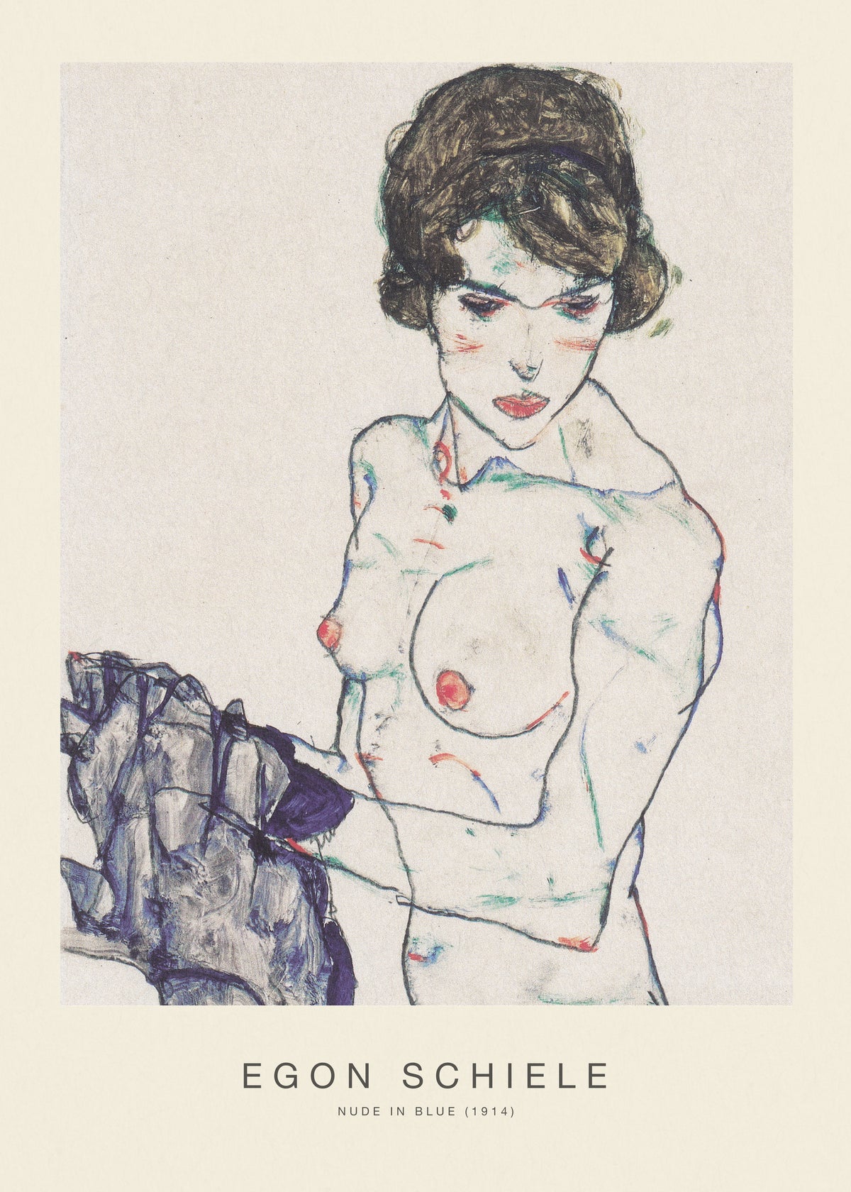Nude in Blue (1914) - Egon Schiele - Unframed art print