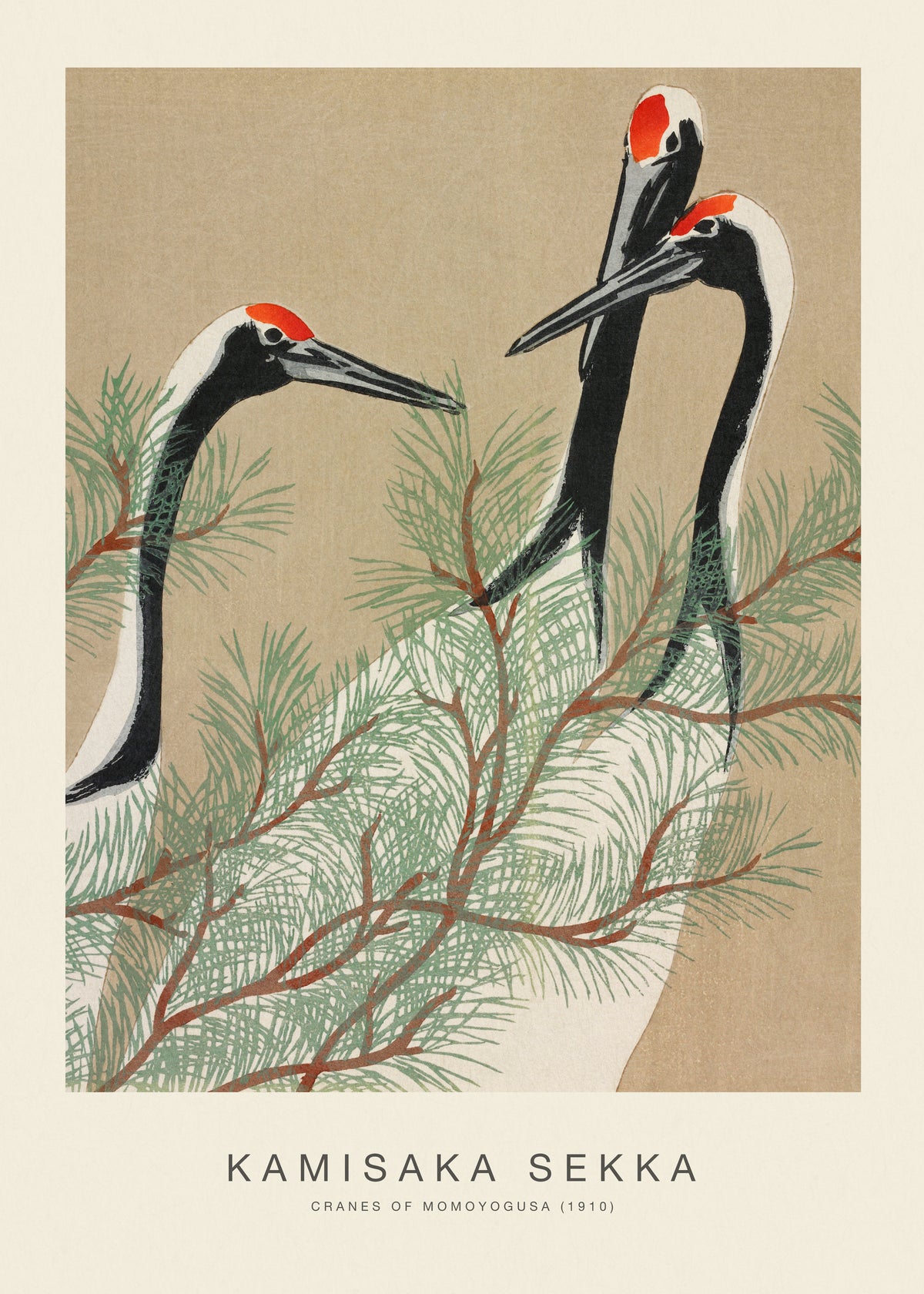 Cranes of Momoyogusa (Special Edition) - Kamisaka Sekka - Unframed art print