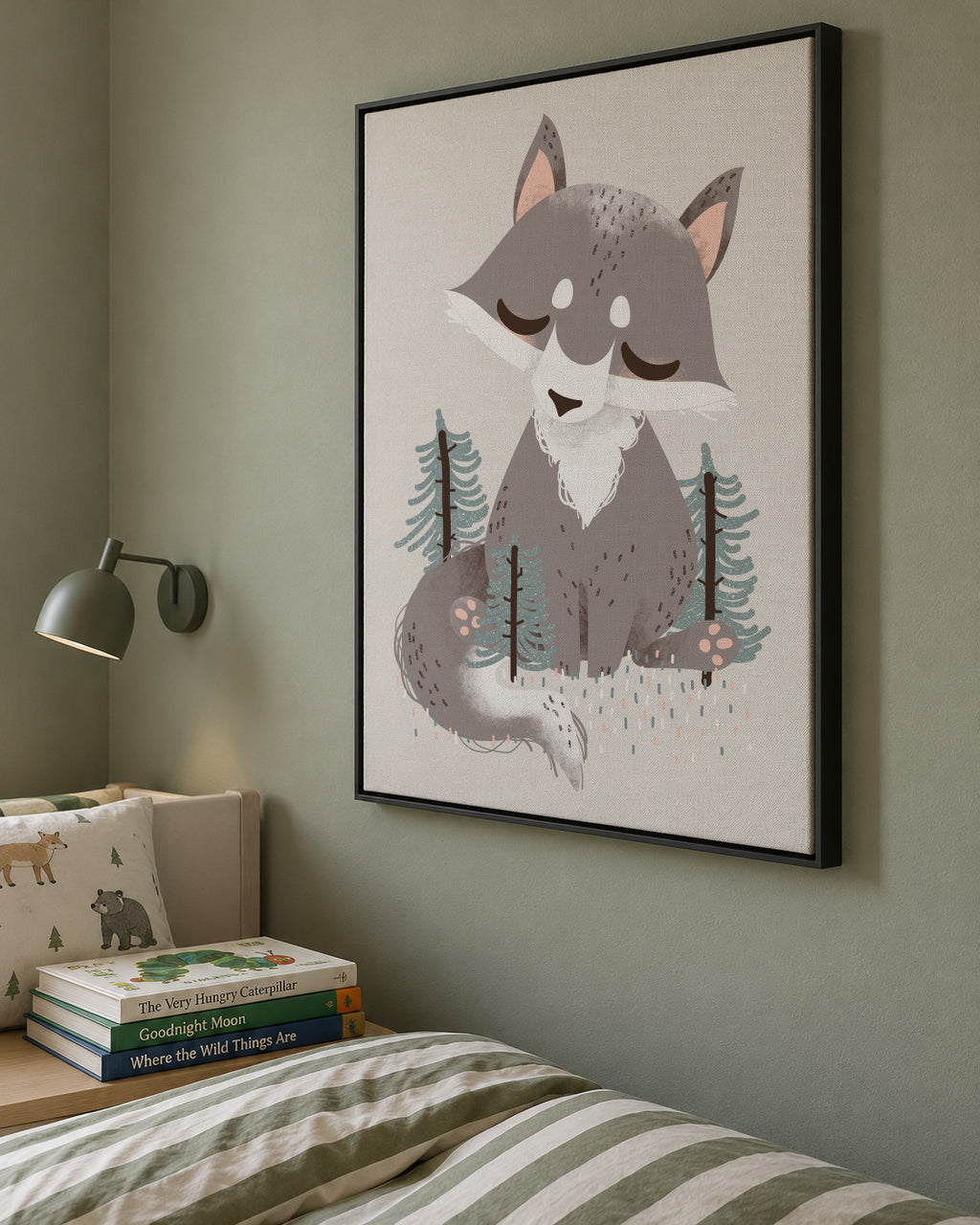 Animignons the Wolf - Framed canvas in an interior