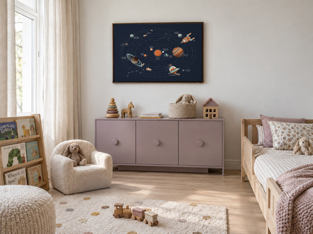 Space - Le Système Solaire (french) - Framed canvas in an interior