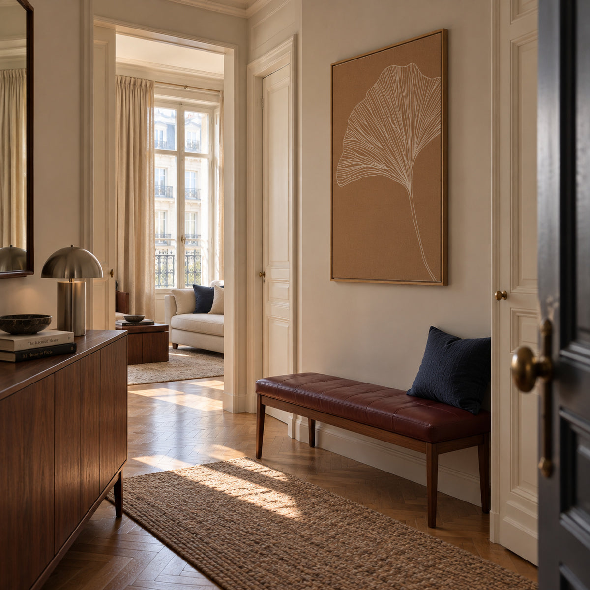 Nude ginkgo - Framed canvas in an interior