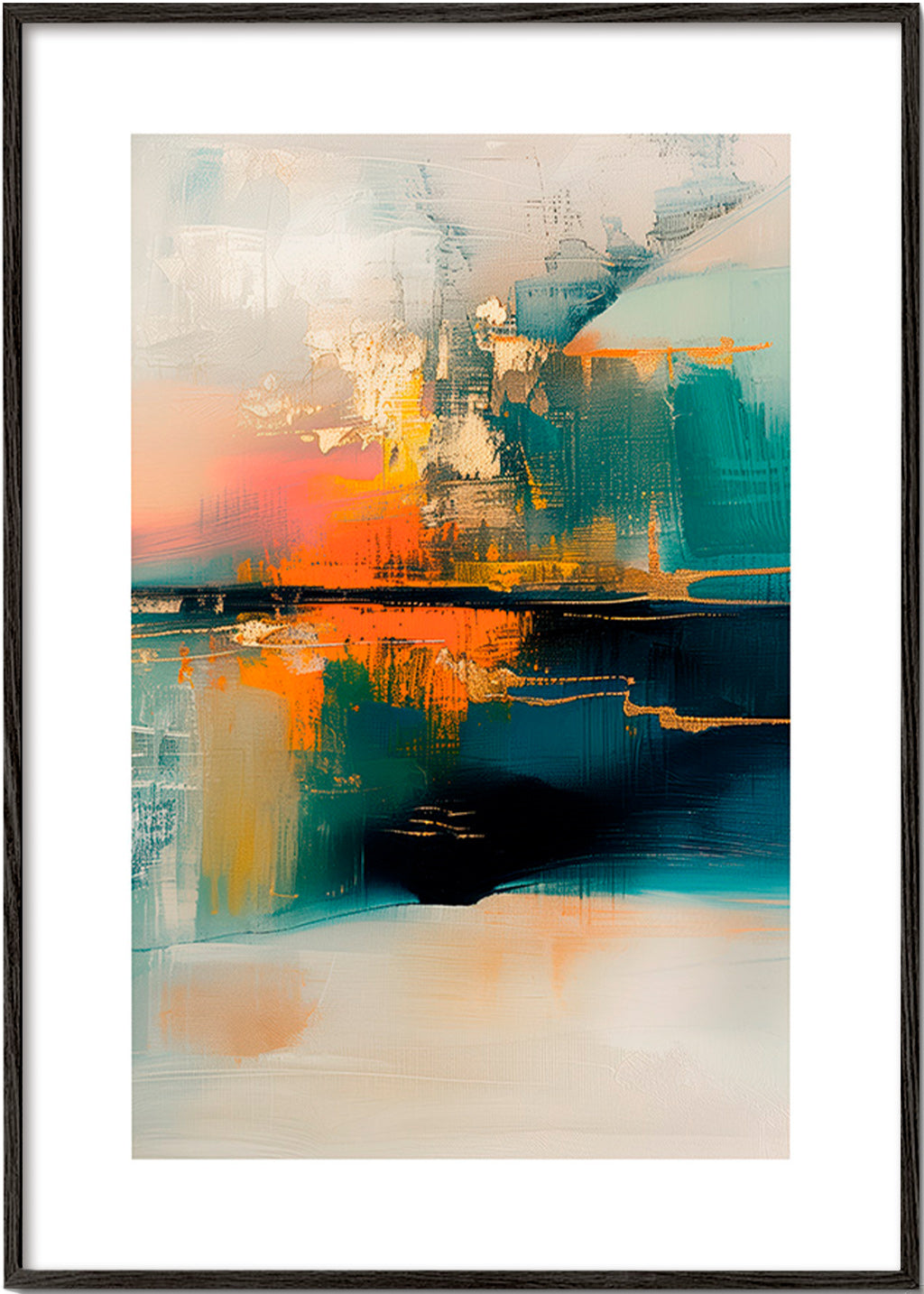 Abstraktes Bild mit Wasserreflexen – Black Frame