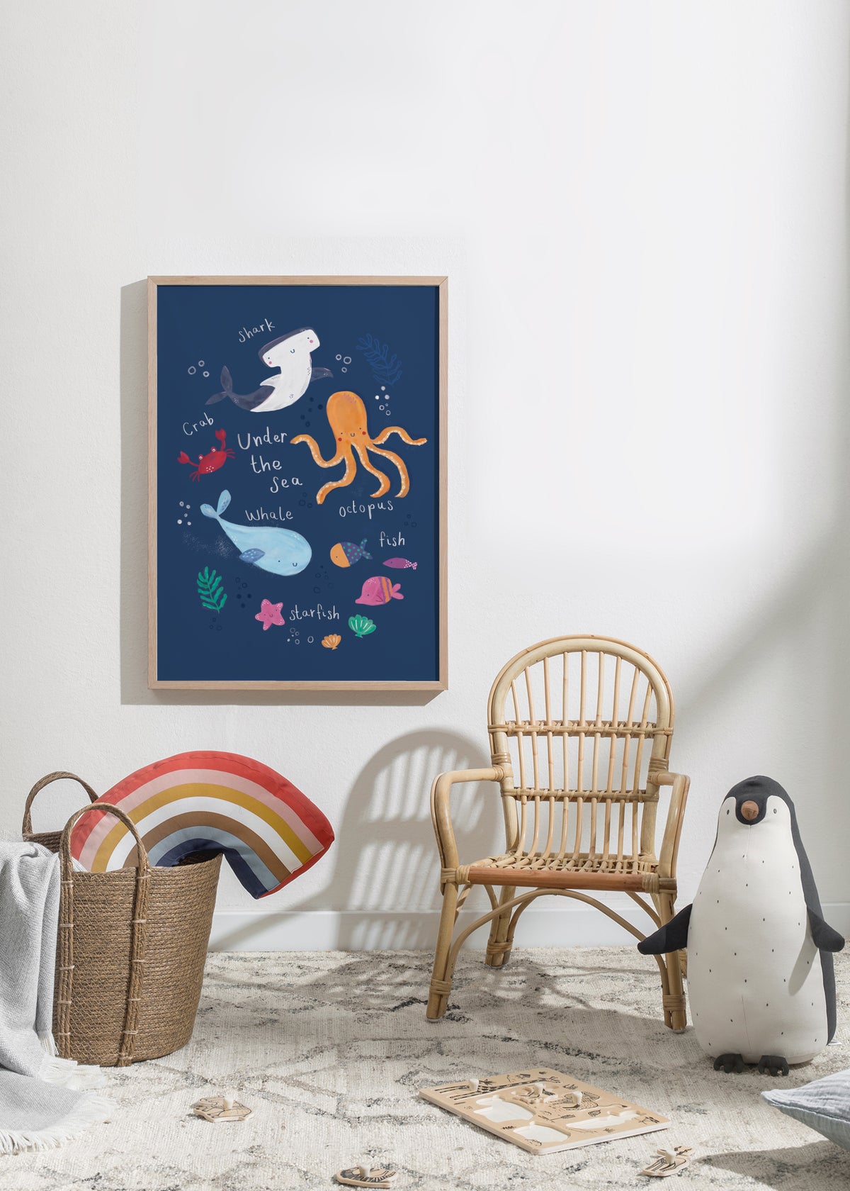 Under the sea kids art print - Framed poster in an interior