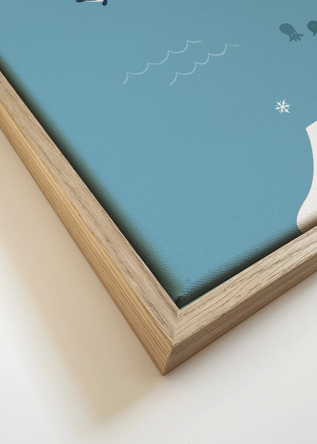 World Map with animals blue - Framed canvas detail