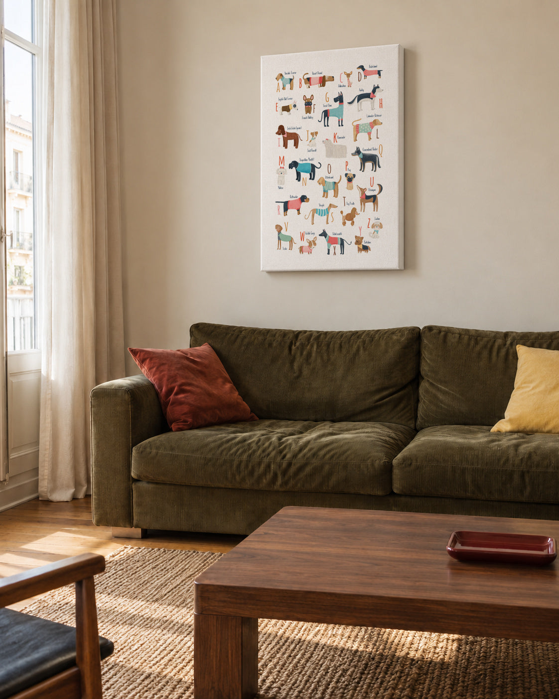 Alphabet Dogs Breed - Unframed canvas in an interior
