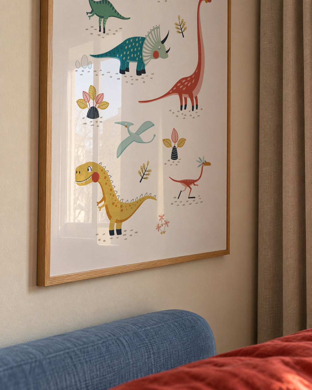 Dinosaurs kids print - Framed poster detail