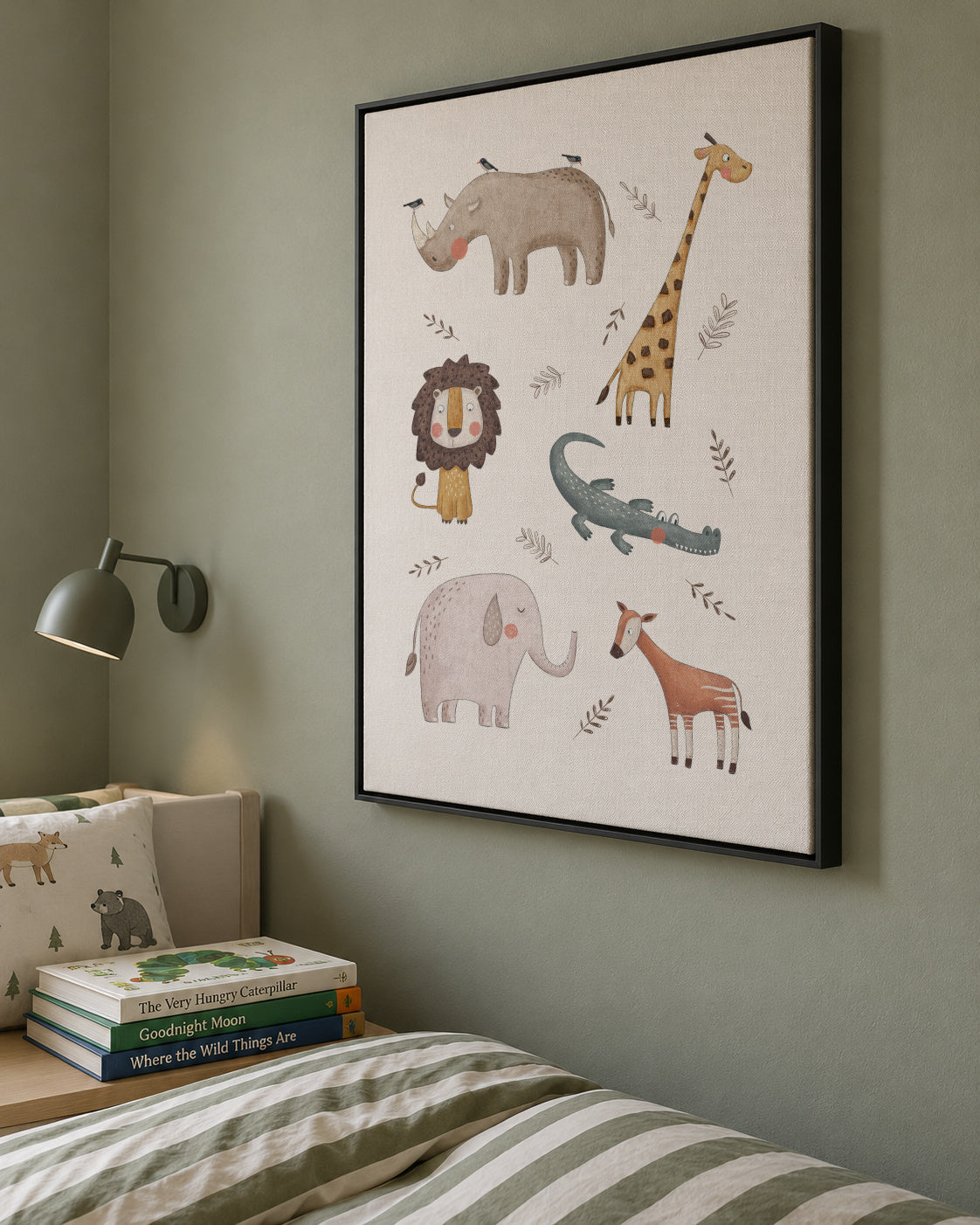 Safari animals - Framed canvas in an interior