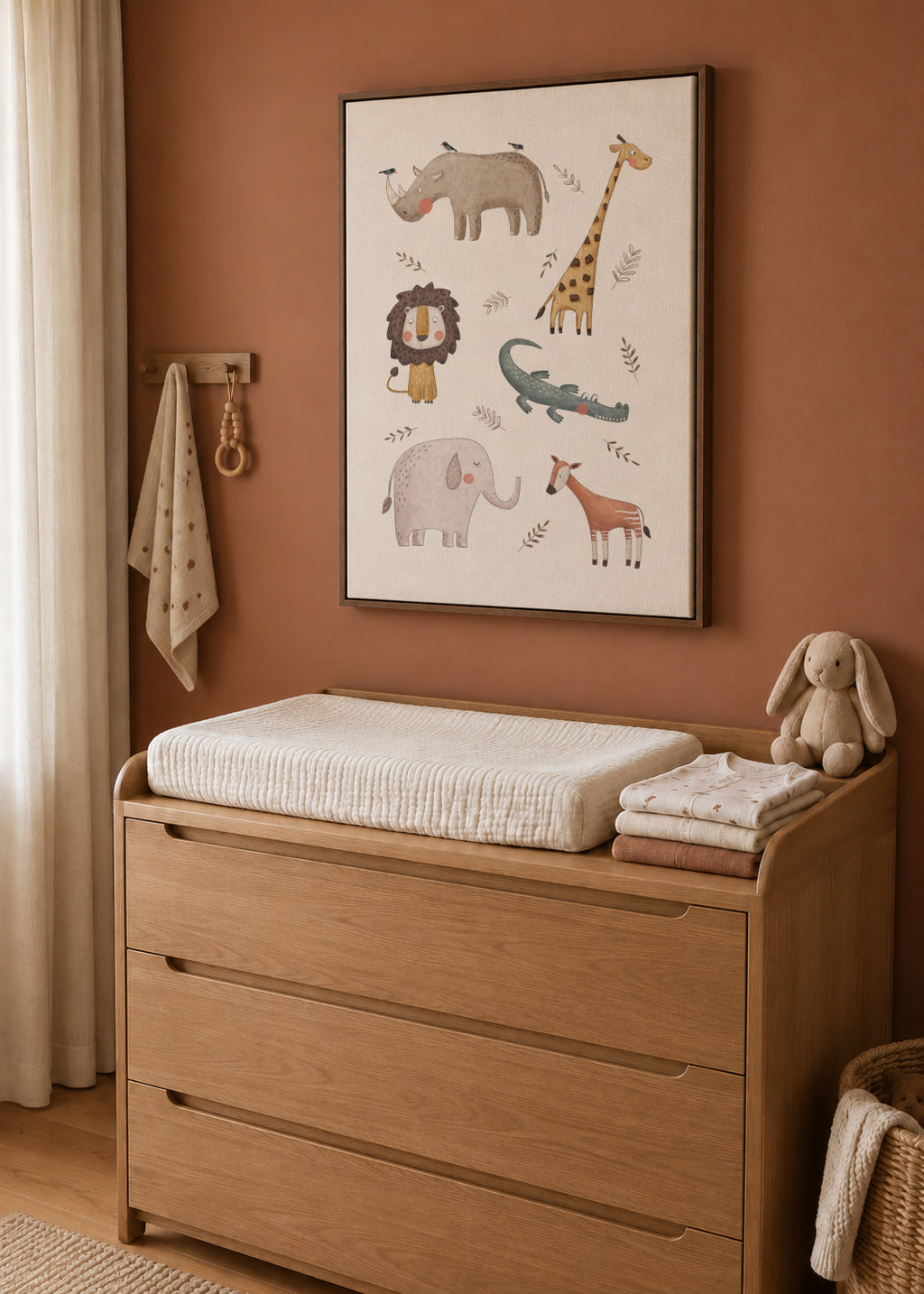 Safari animals - Framed canvas in an interior