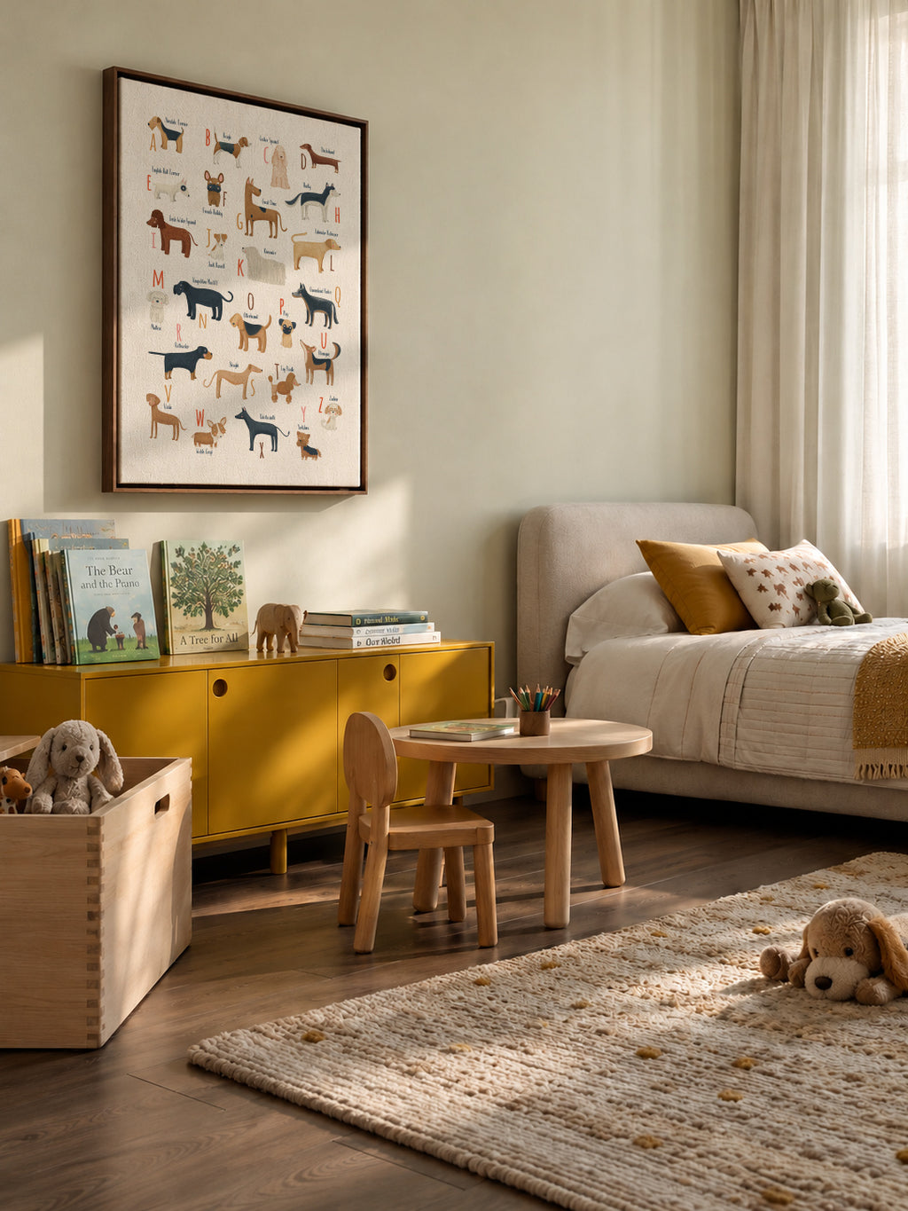 Abecedario con perros - Framed canvas in an interior