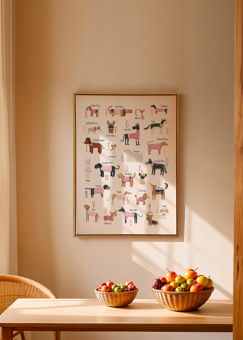 Abecedario con perros (rosa)