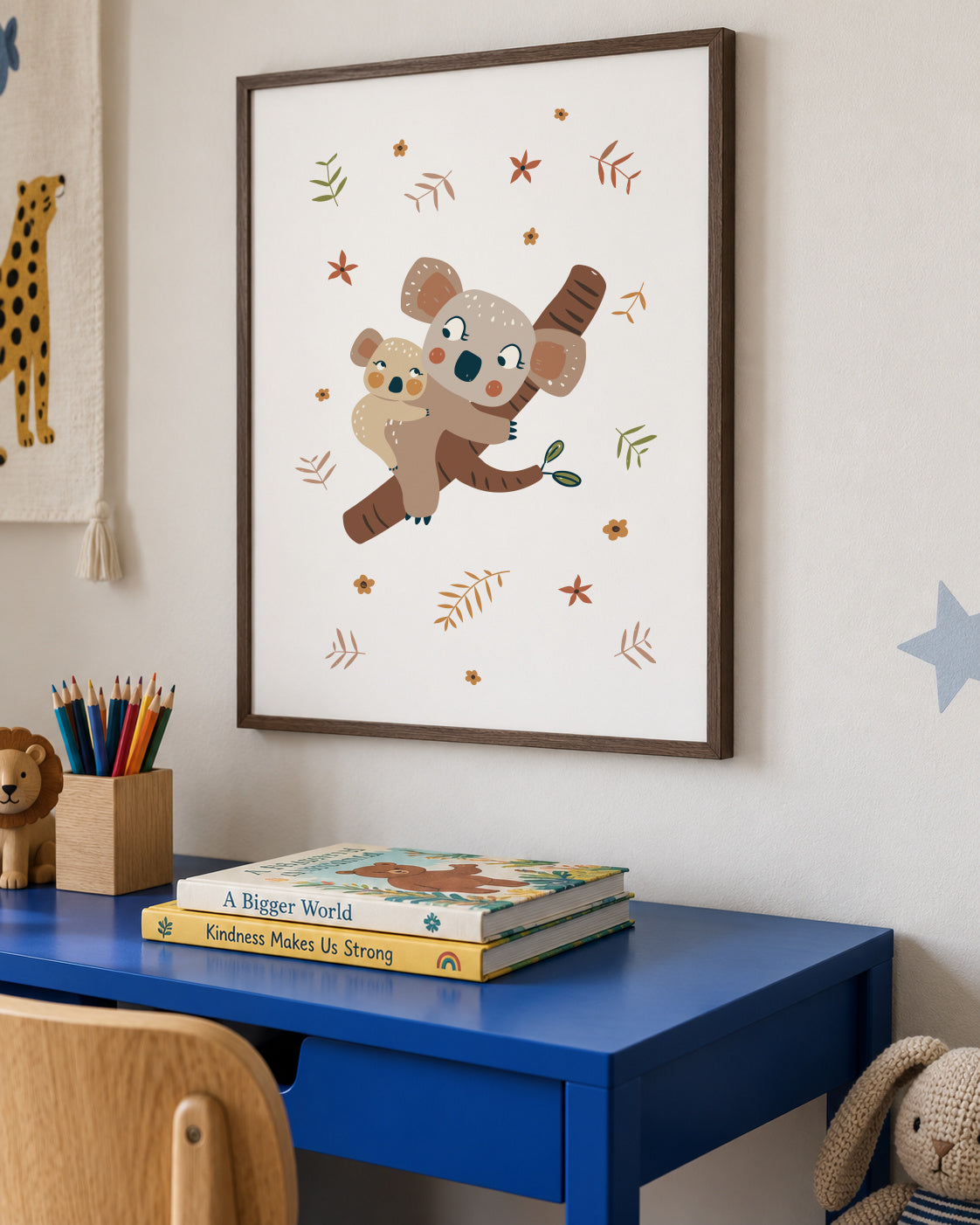 Koala Mum and Baby - Framed poster in an interior