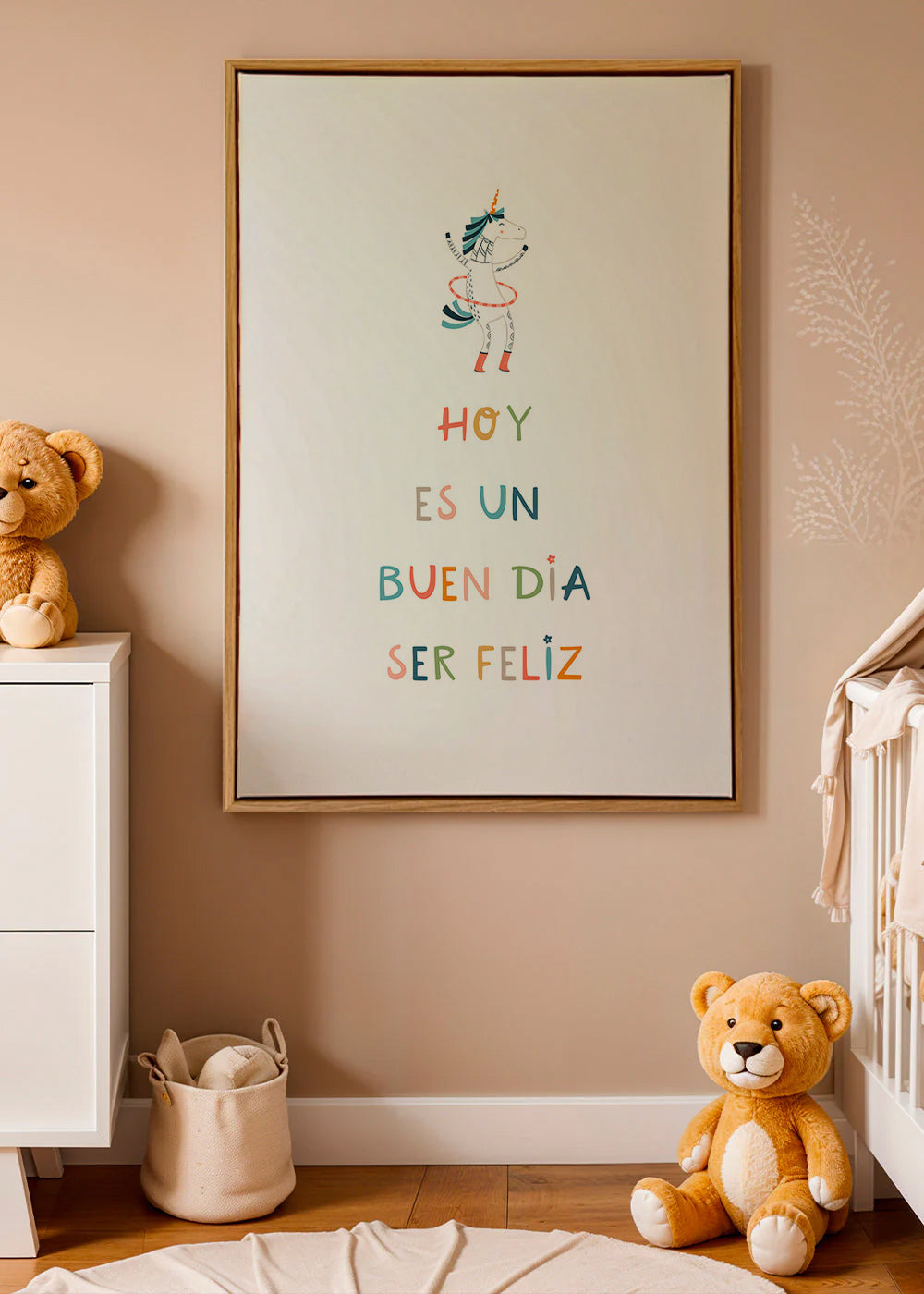 Kinderbild mit Einhorn und typografischer Botschaft