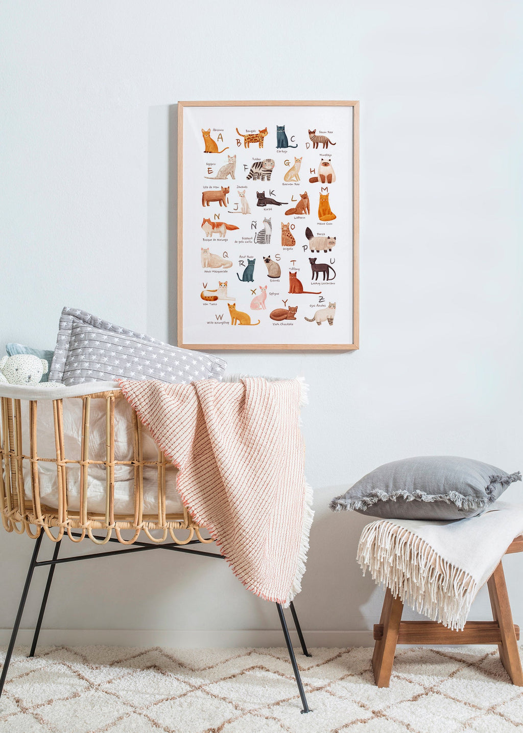 Kinderbild: Illustriertes Katzenalphabet