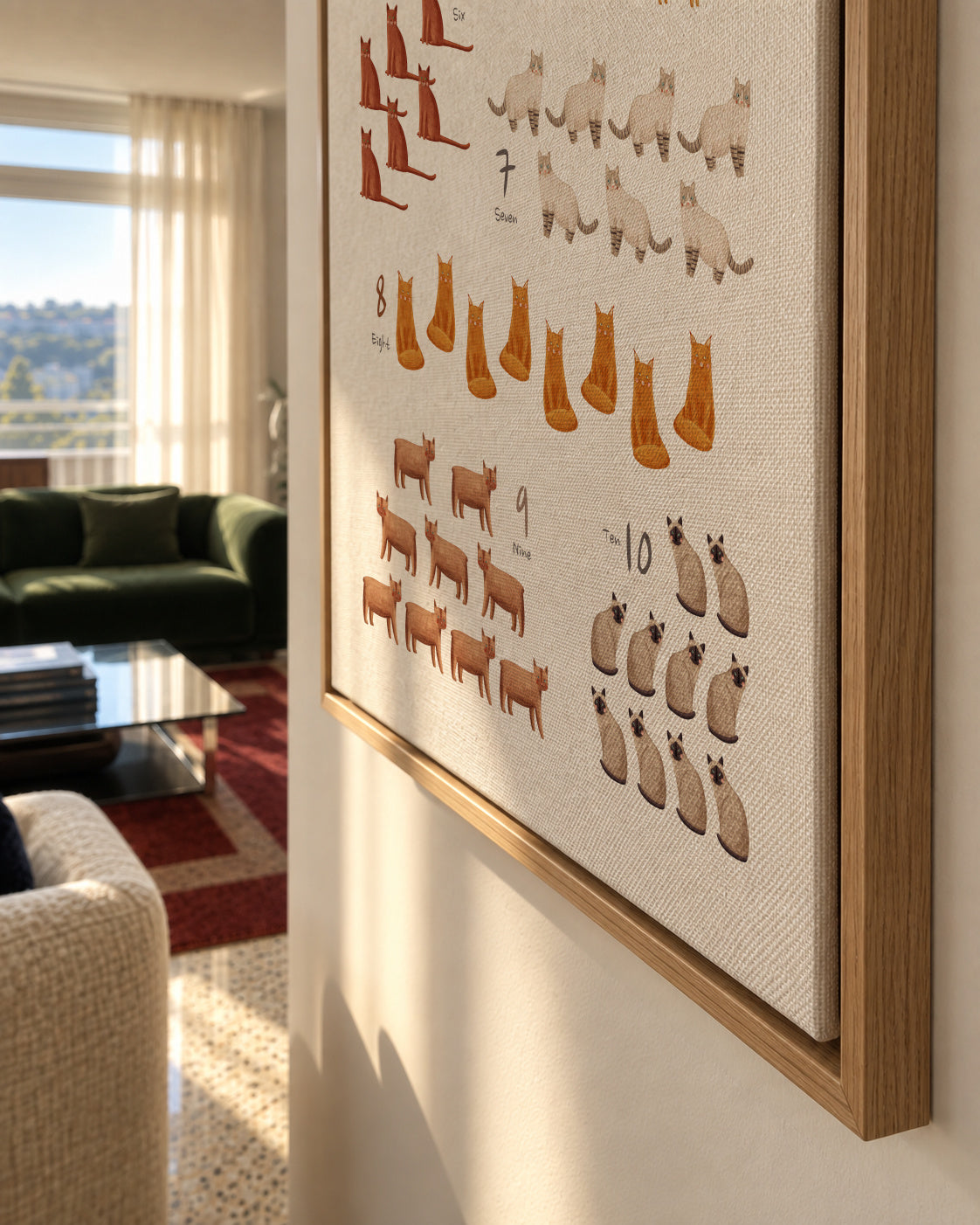 Números de 1 al 10 gatos (ingles) - Framed canvas detail