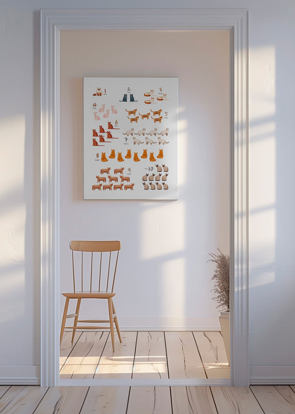 Kinderbild Zahlen mit illustrierten Katzen