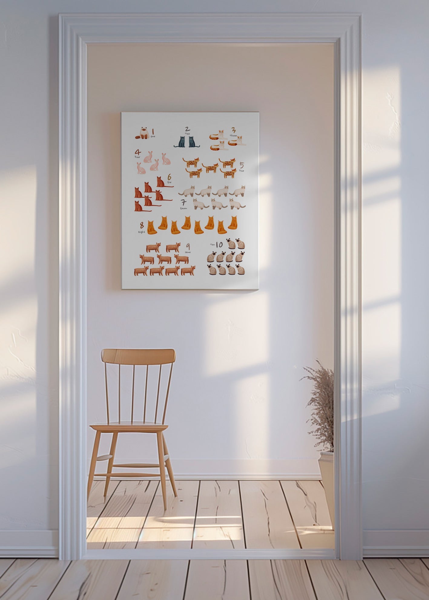 Kinderbild Zahlen mit illustrierten Katzen