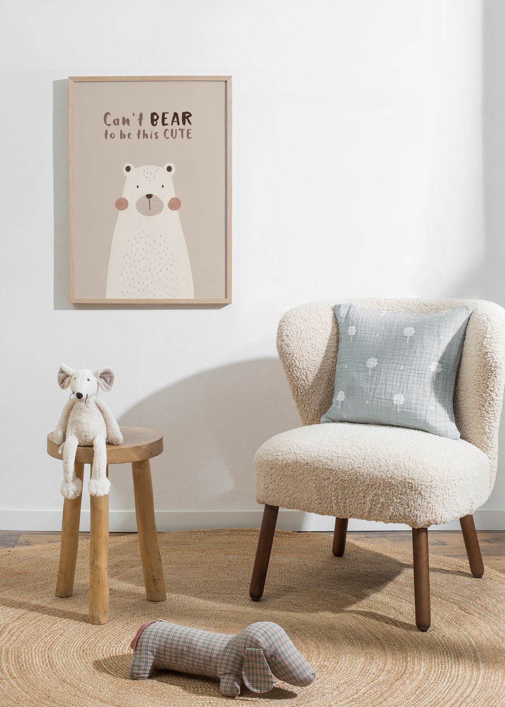 Cute Bear beige color - Framed poster in an interior