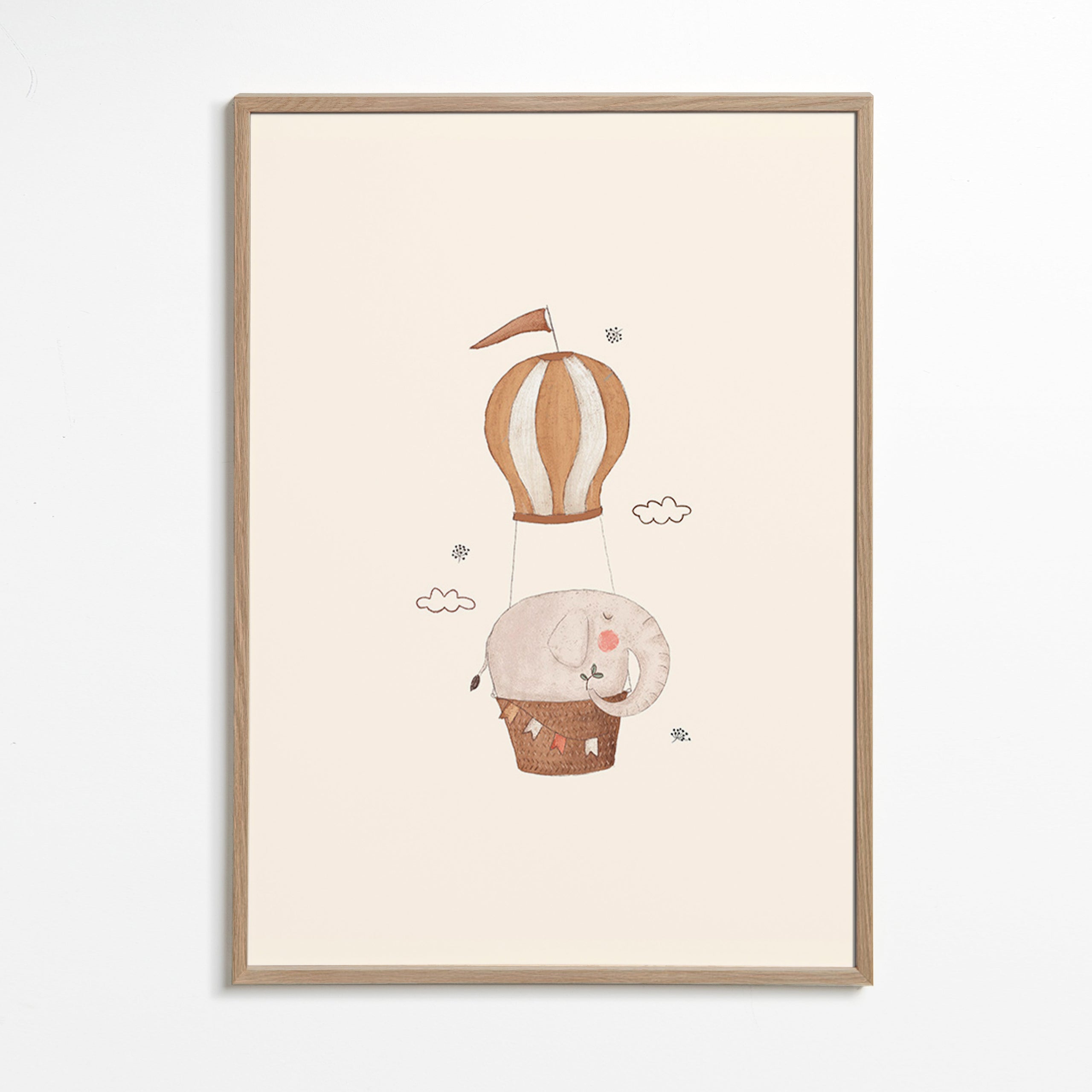 Kinderbild Elefant im Heißluftballon