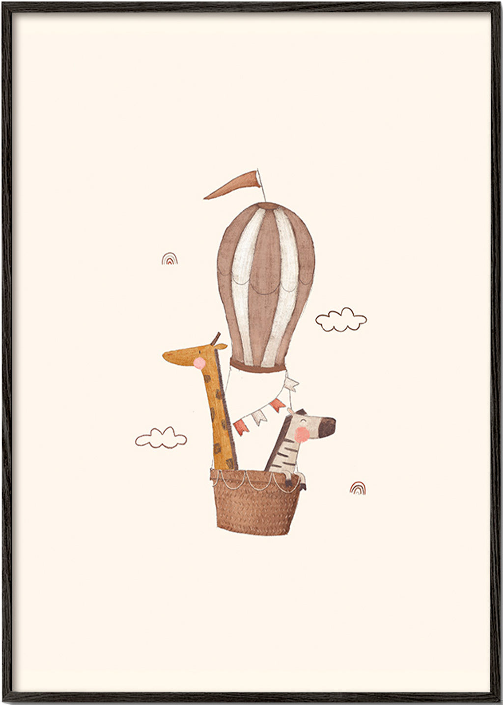 Kinderbild: Giraffe und Elefant im Heißluftballon