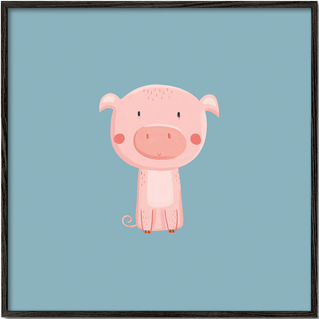 Kinderbild mit rosa Schwein in der Mitte