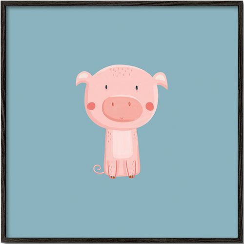 Kinderbild mit rosa Schwein in der Mitte