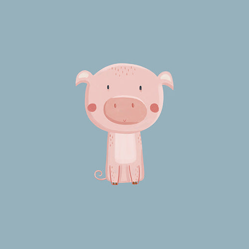 Kinderbild mit rosa Schwein in der Mitte
