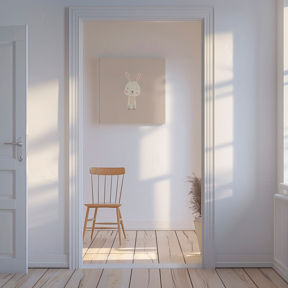 Kinderbild Hase minimaler beiger Hintergrund