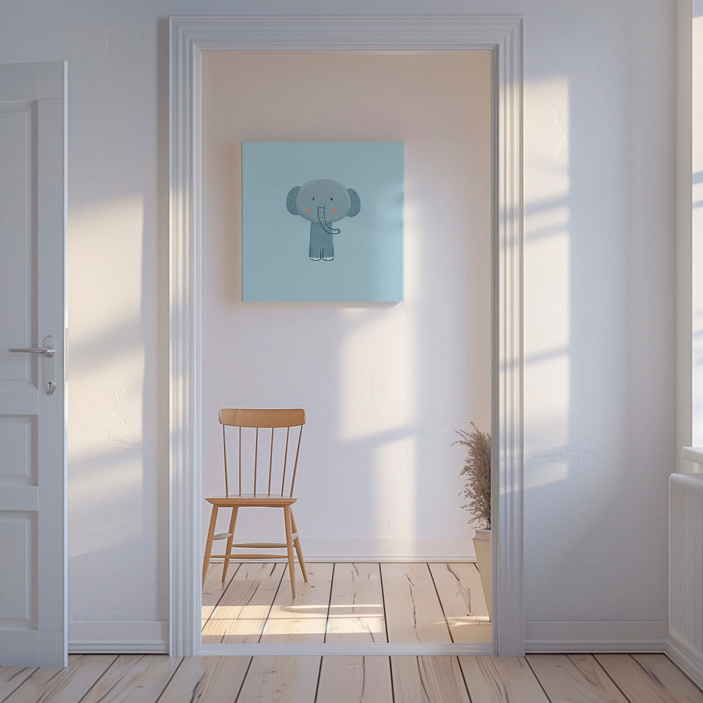 Kinderposter mit blauem Elefanten