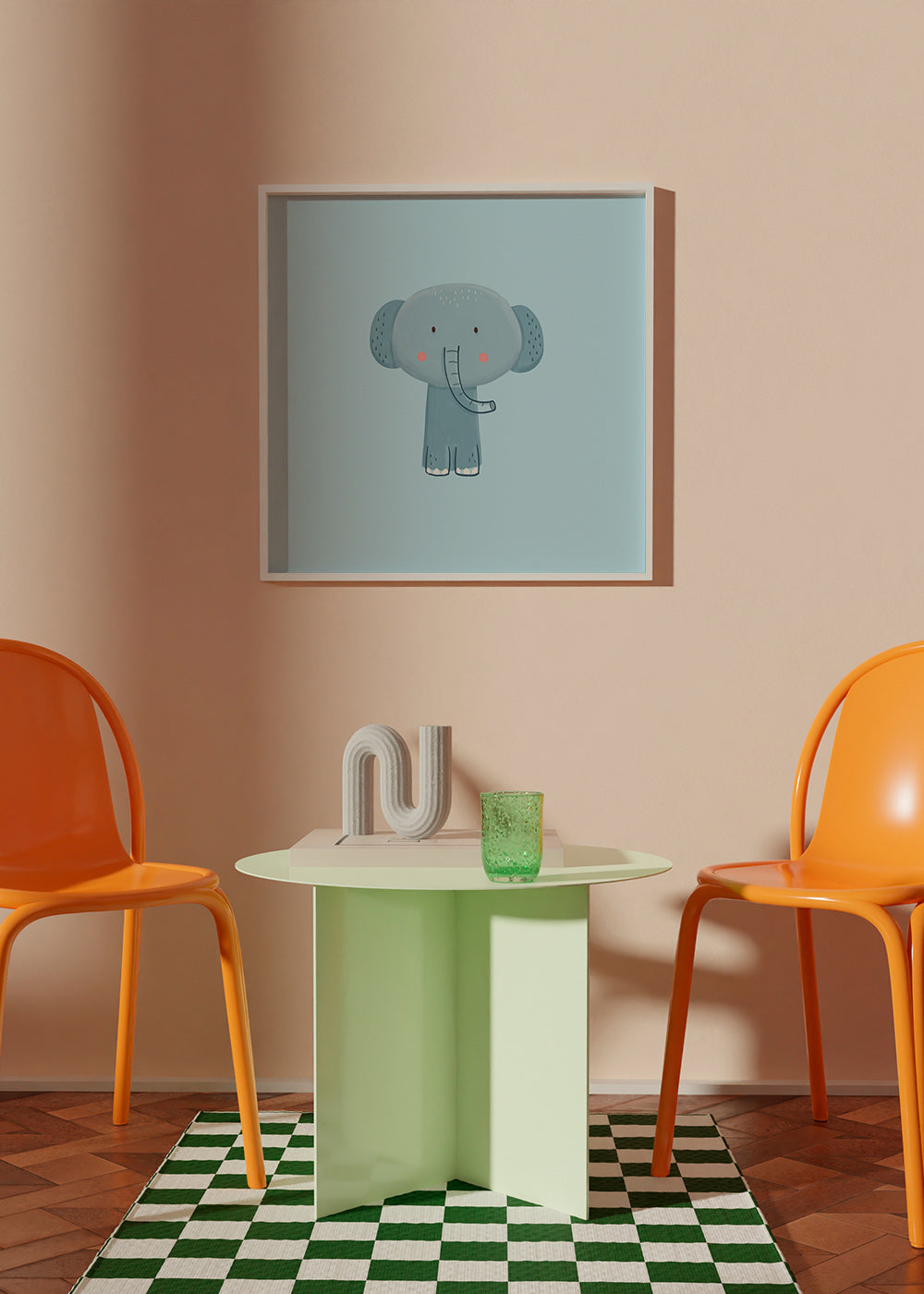 Kinderposter mit blauem Elefanten