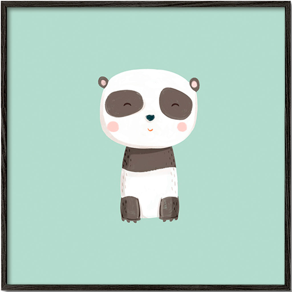 Kinderbild niedlicher Panda vor mintgrünem Hintergrund