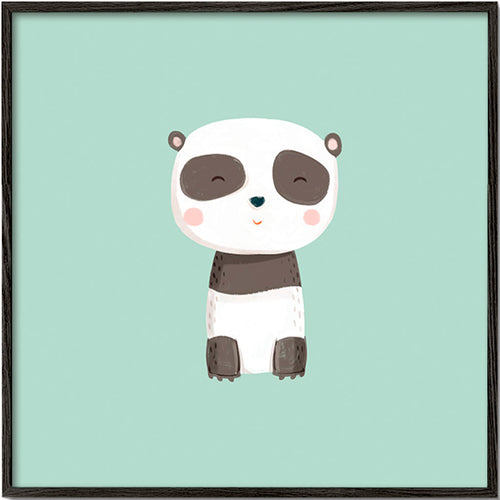 Kinderbild niedlicher Panda vor mintgrünem Hintergrund