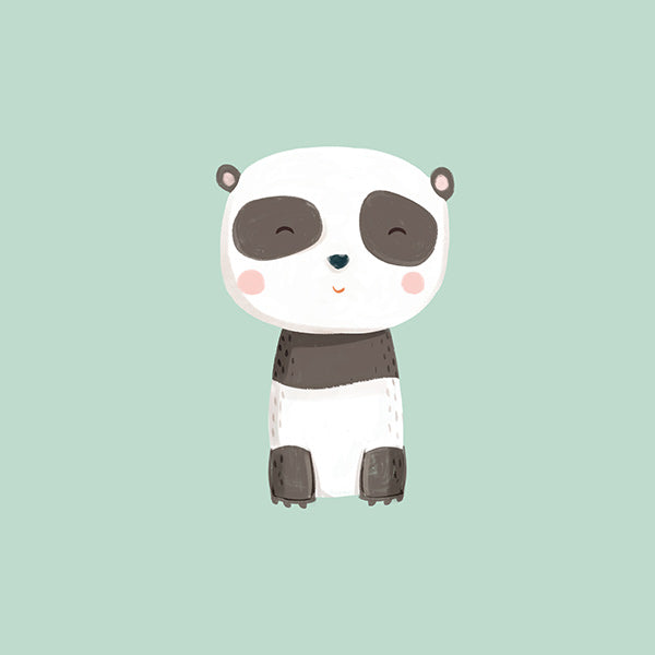 Kinderbild niedlicher Panda vor mintgrünem Hintergrund
