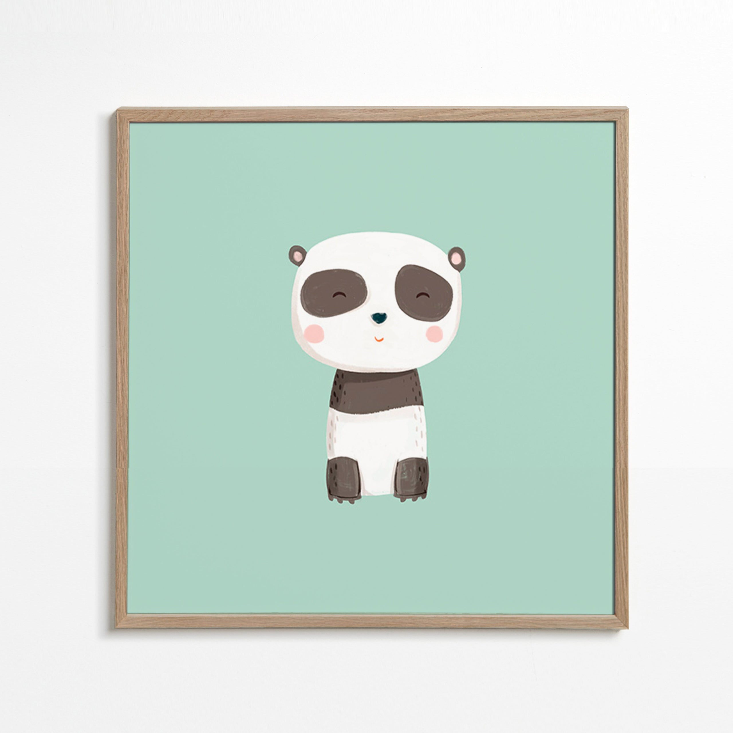 Kinderbild niedlicher Panda vor mintgrünem Hintergrund