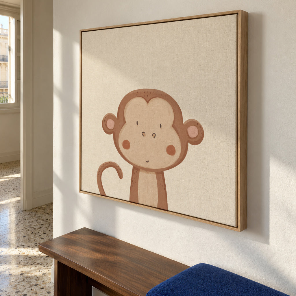 Sweet monkey - Framed canvas in an interior