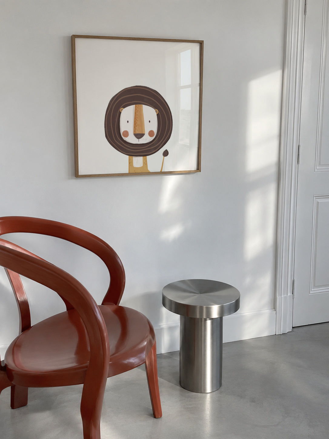 Sweet lion - Framed poster in an interior