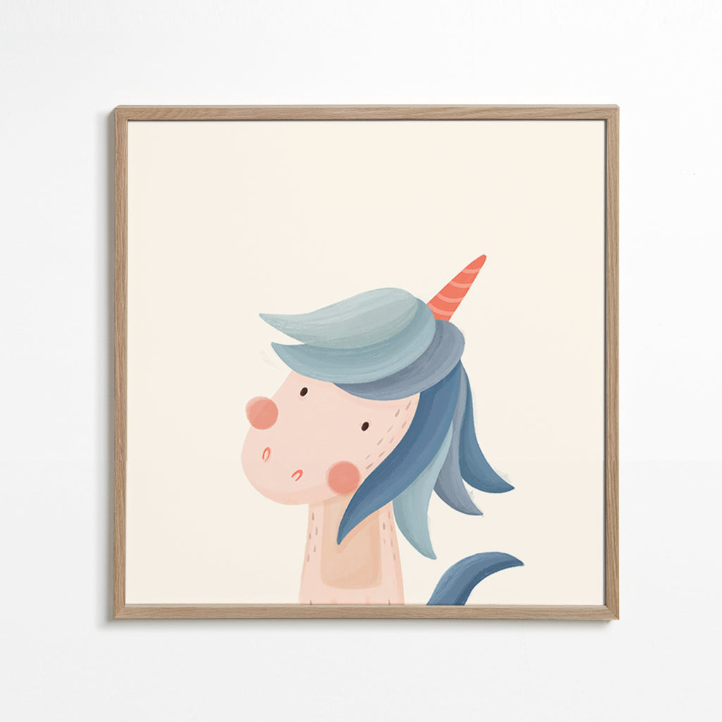 Kinderbild fröhliches blaues Einhorn