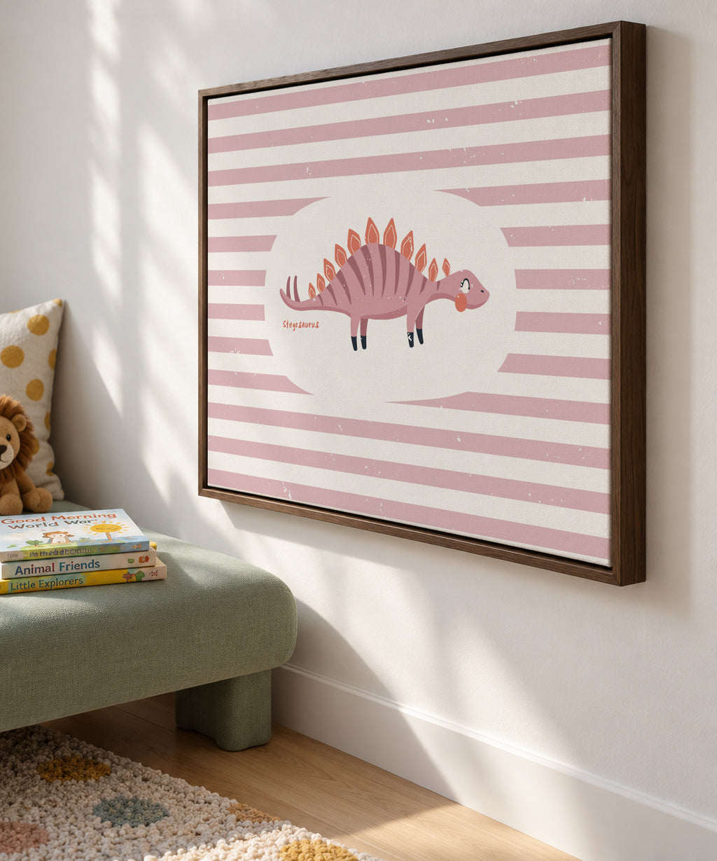 Dino Stegosaurus - Framed canvas in an interior