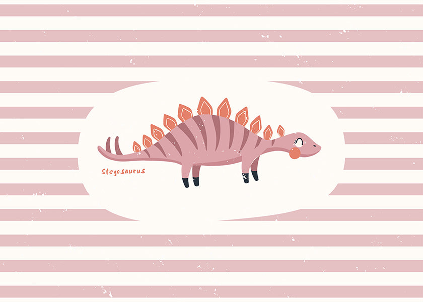 Kinderbild Stegosaurus auf pastellstreifen