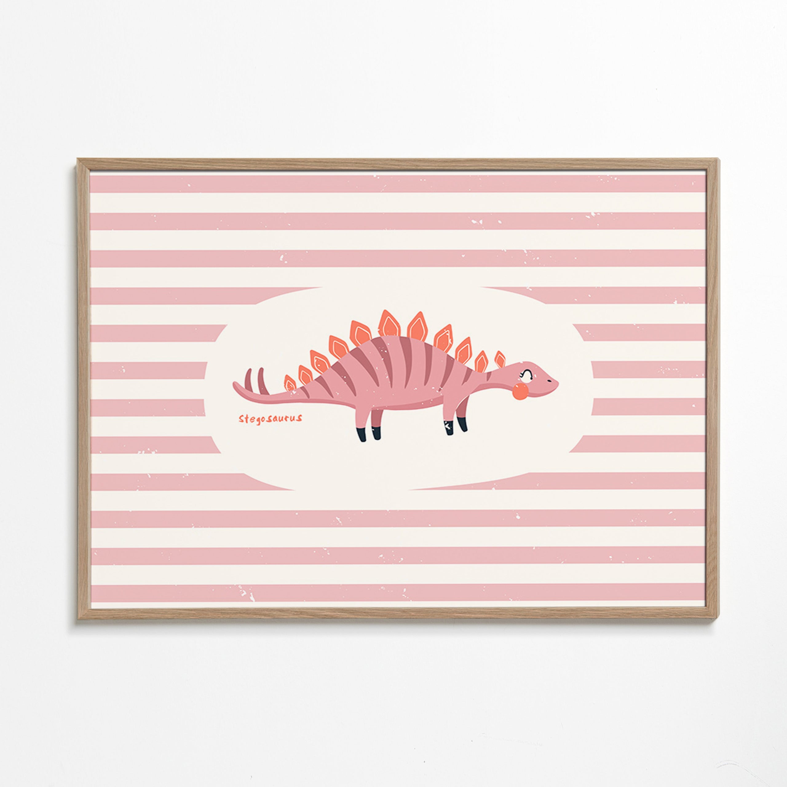 Kinderbild Stegosaurus auf pastellstreifen