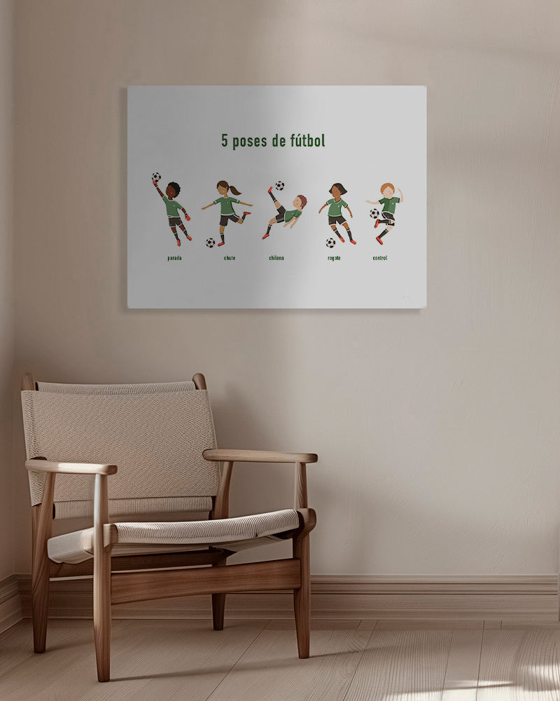 Sportkunst mit fünf Fußball-Posen