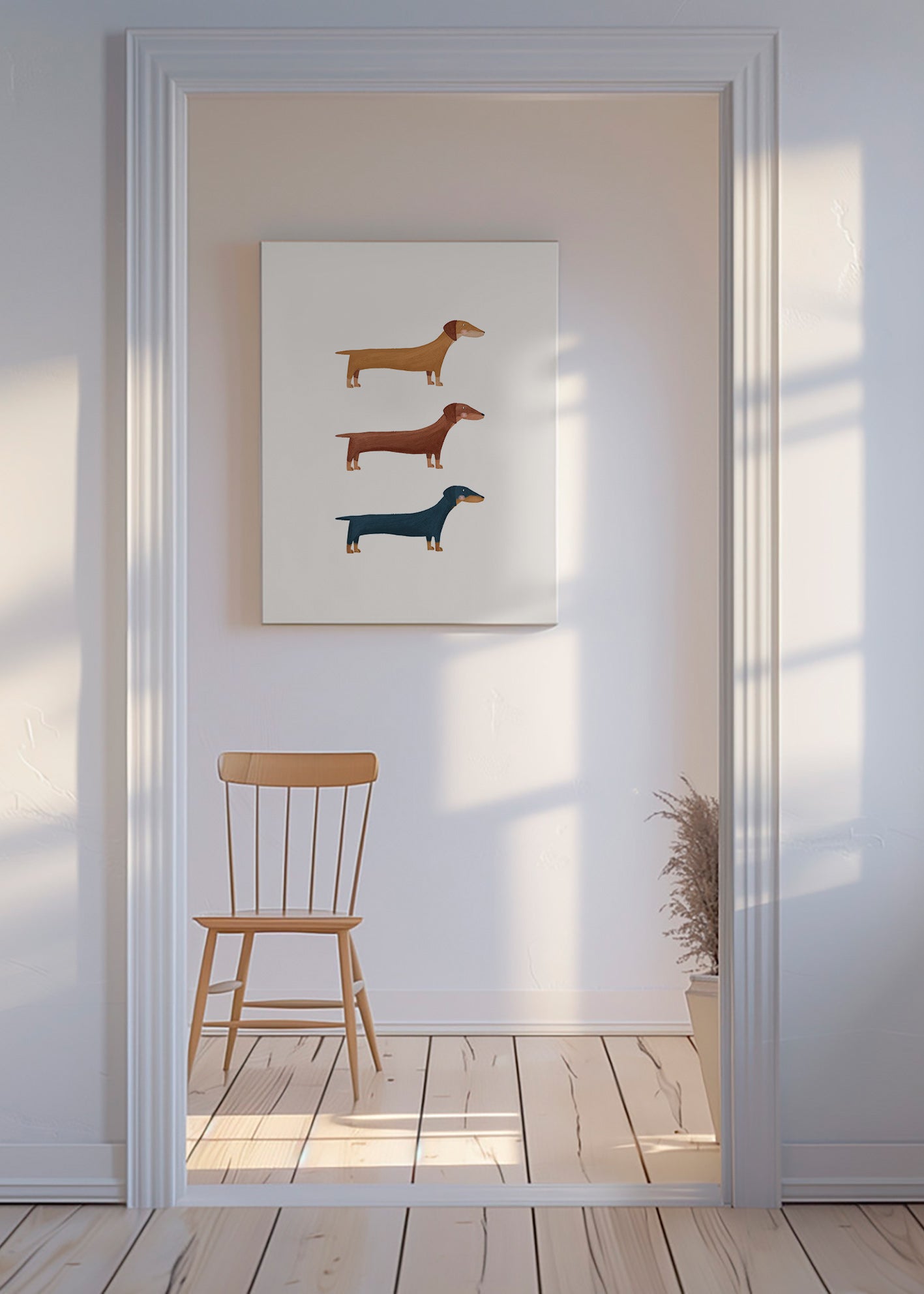 Kunstwerk mit Dackeln im Minimalstil