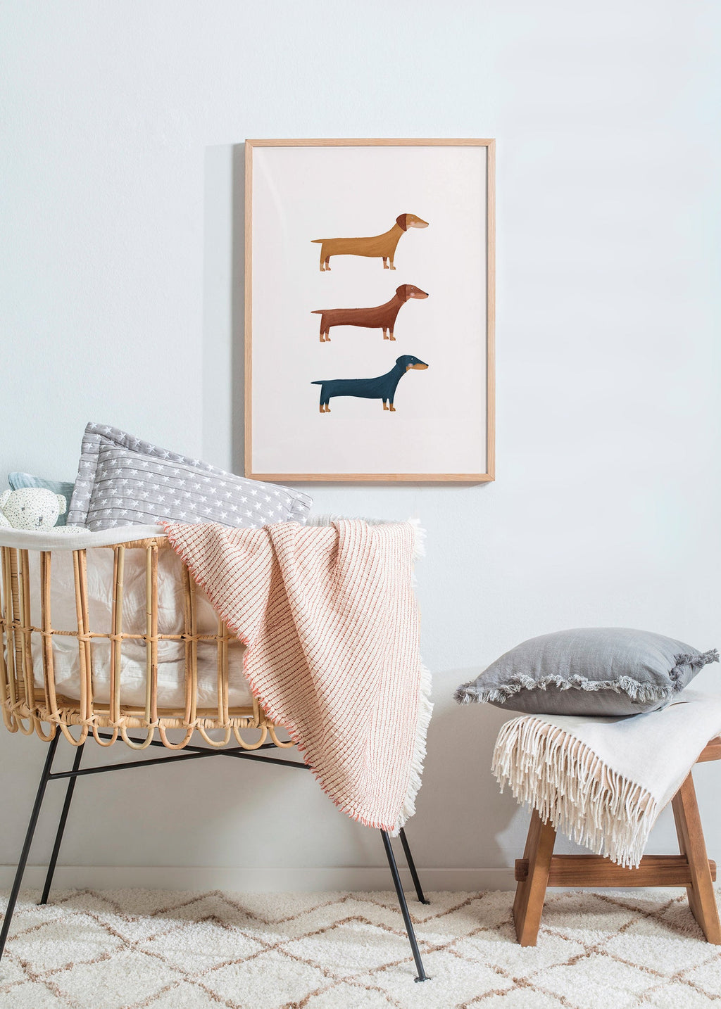 Kunstwerk mit Dackeln im Minimalstil