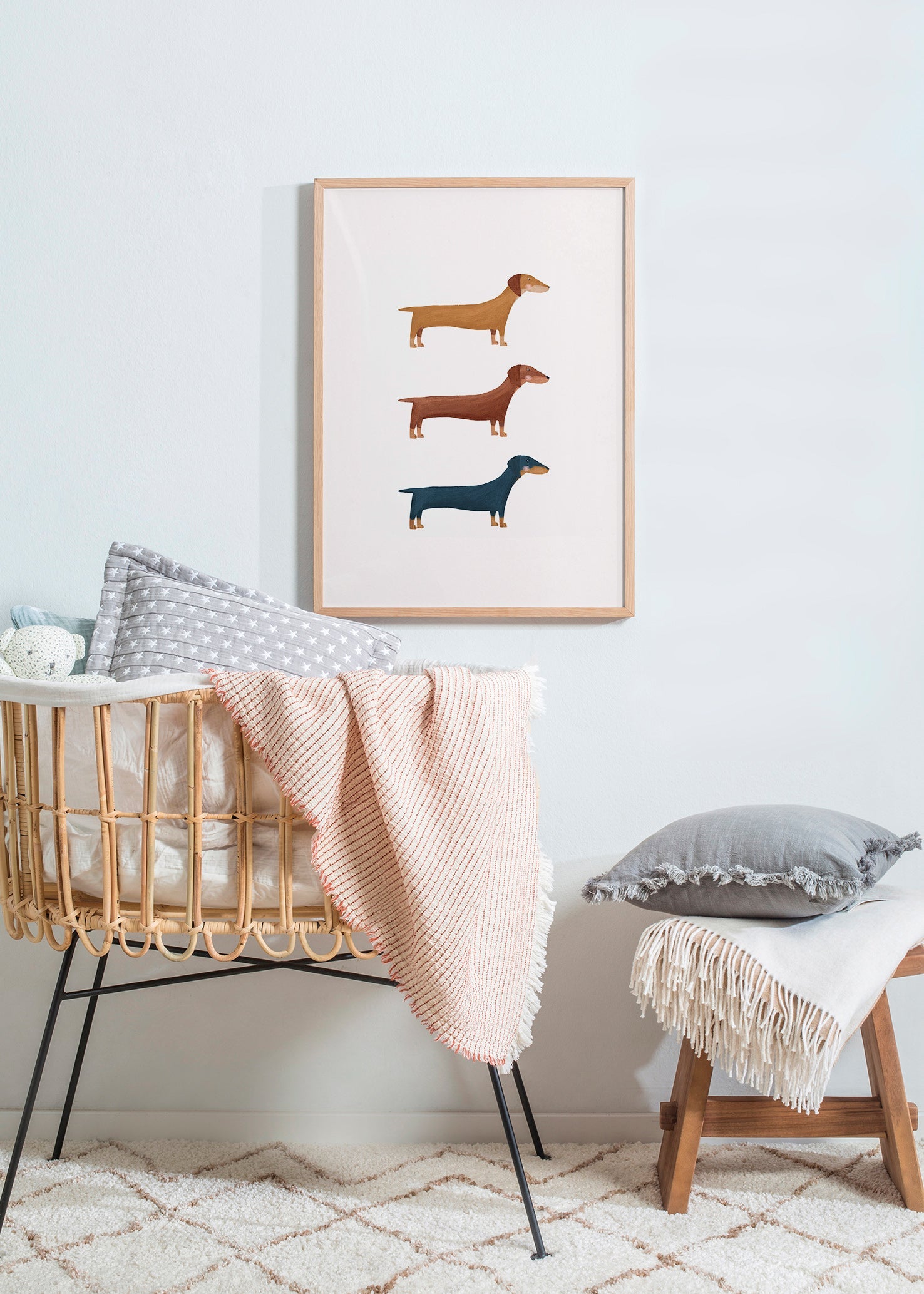 Kunstwerk mit Dackeln im Minimalstil