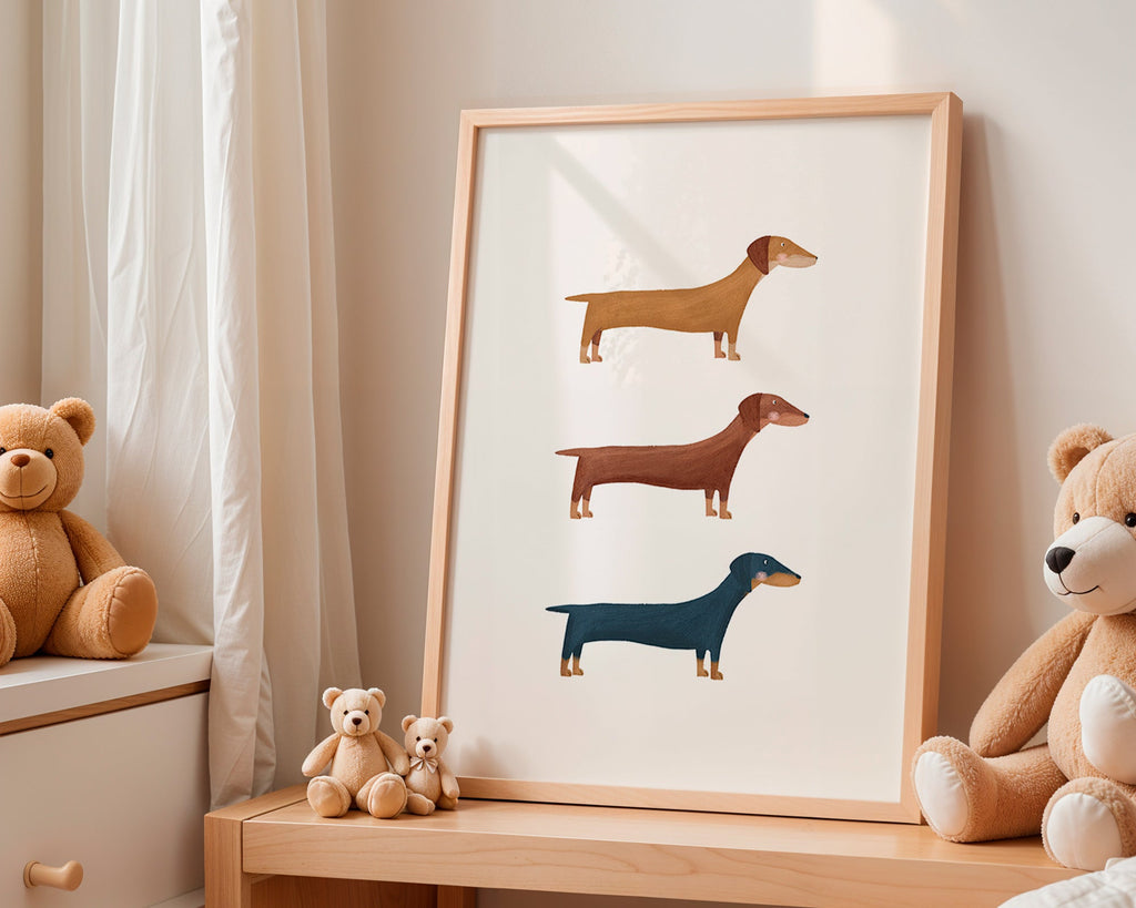 Kunstwerk mit Dackeln im Minimalstil
