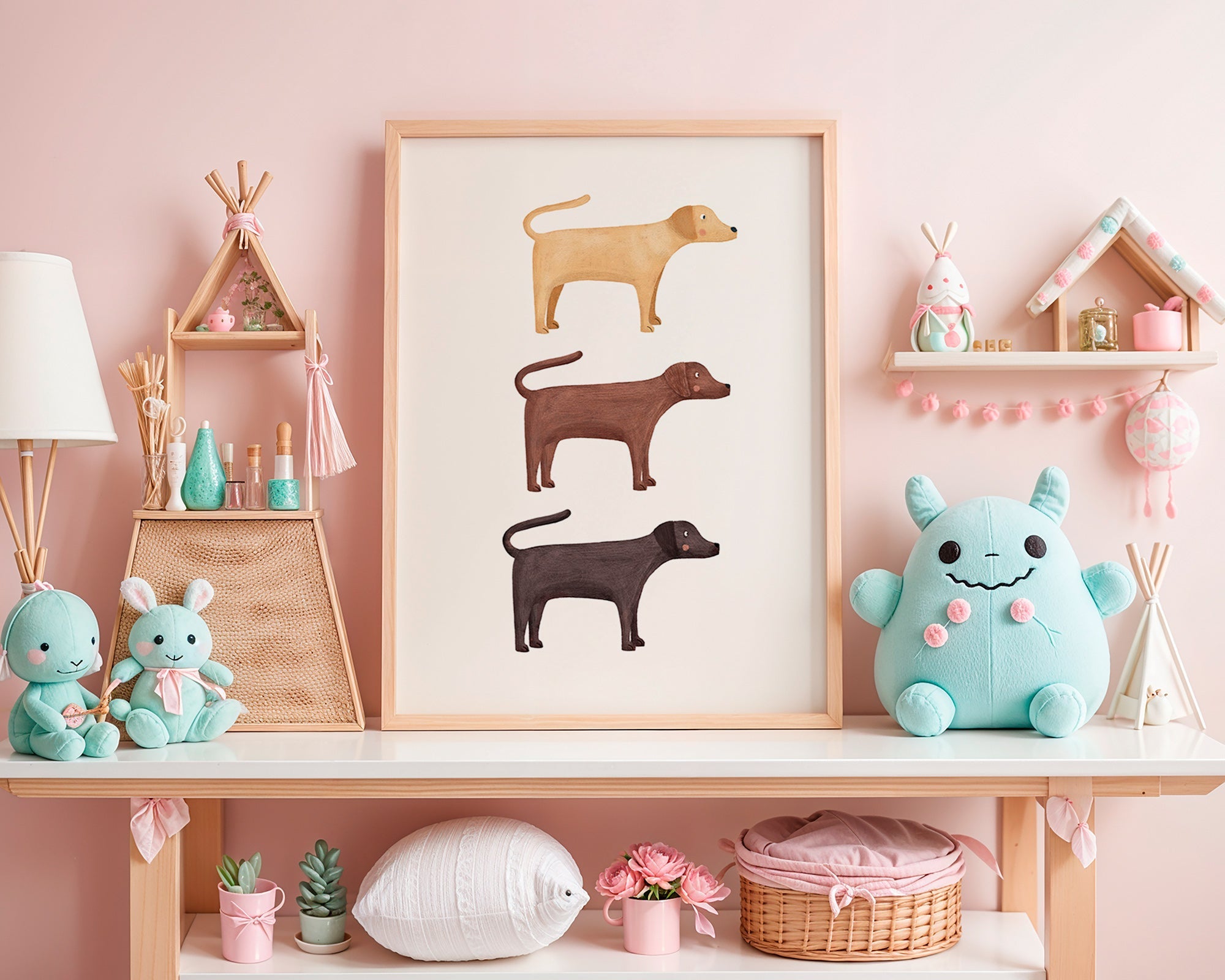 Kunstwerk drei Labradoren minimal