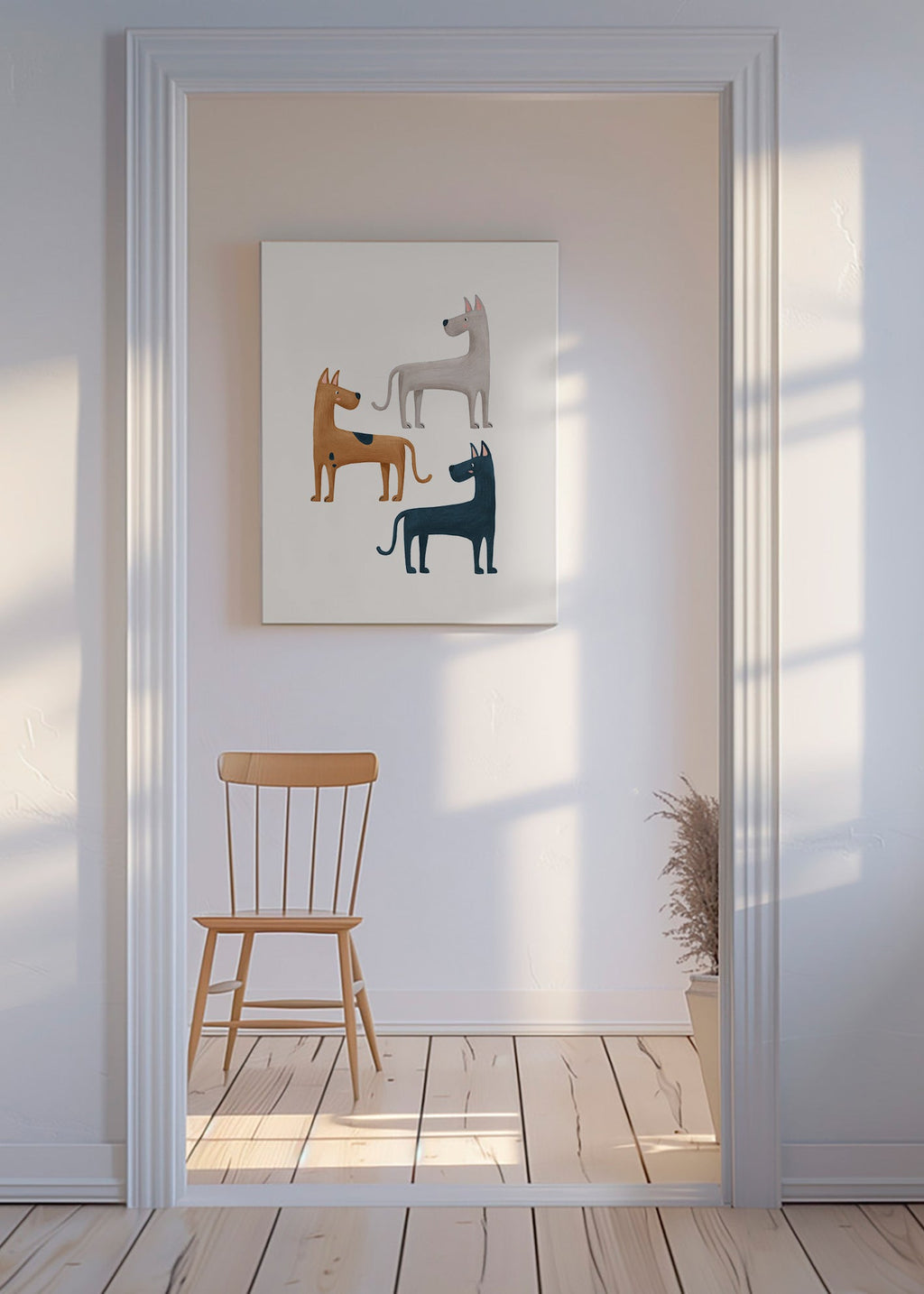 Kunstwerk mit drei Hunden
