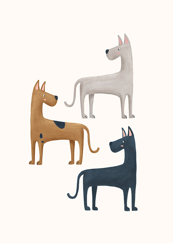 Kunstwerk mit drei Hunden