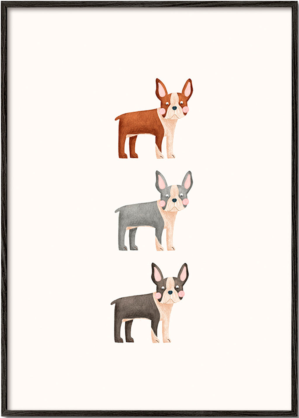 Kunstwerk Drei Boston Terrier