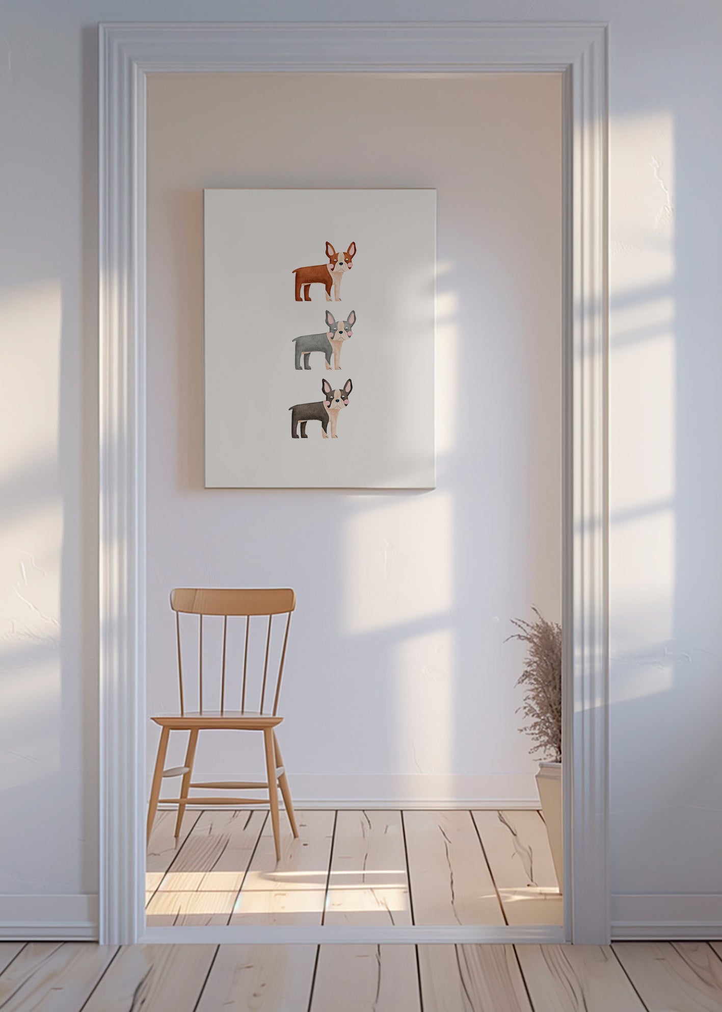 Kunstwerk Drei Boston Terrier