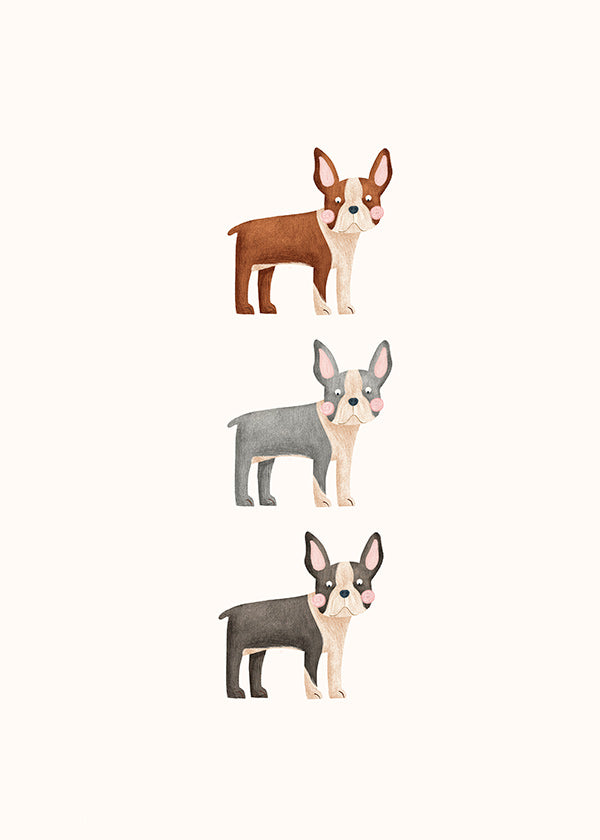 Kunstwerk Drei Boston Terrier